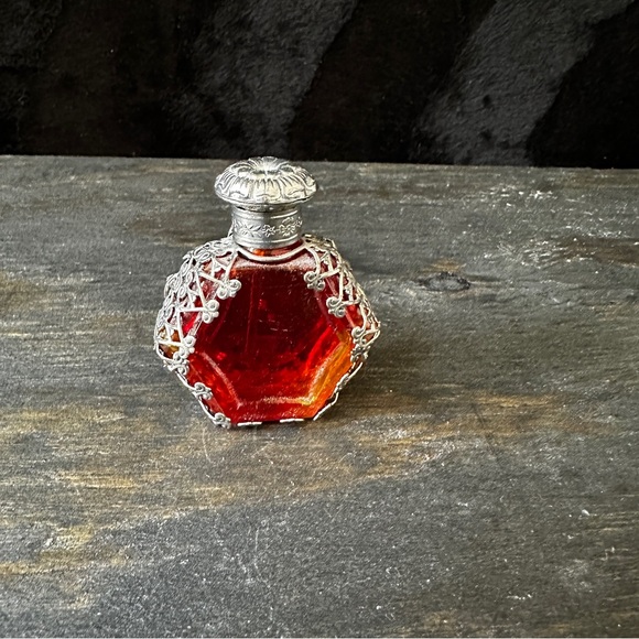 Vintage Red Glass Metal Wrapped Czech Bottle - Picture 6 of 14